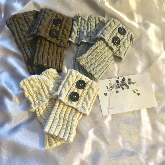 Buttons Boot Cuff Socks Knitted Leg Warmers - Picture 4 of 8